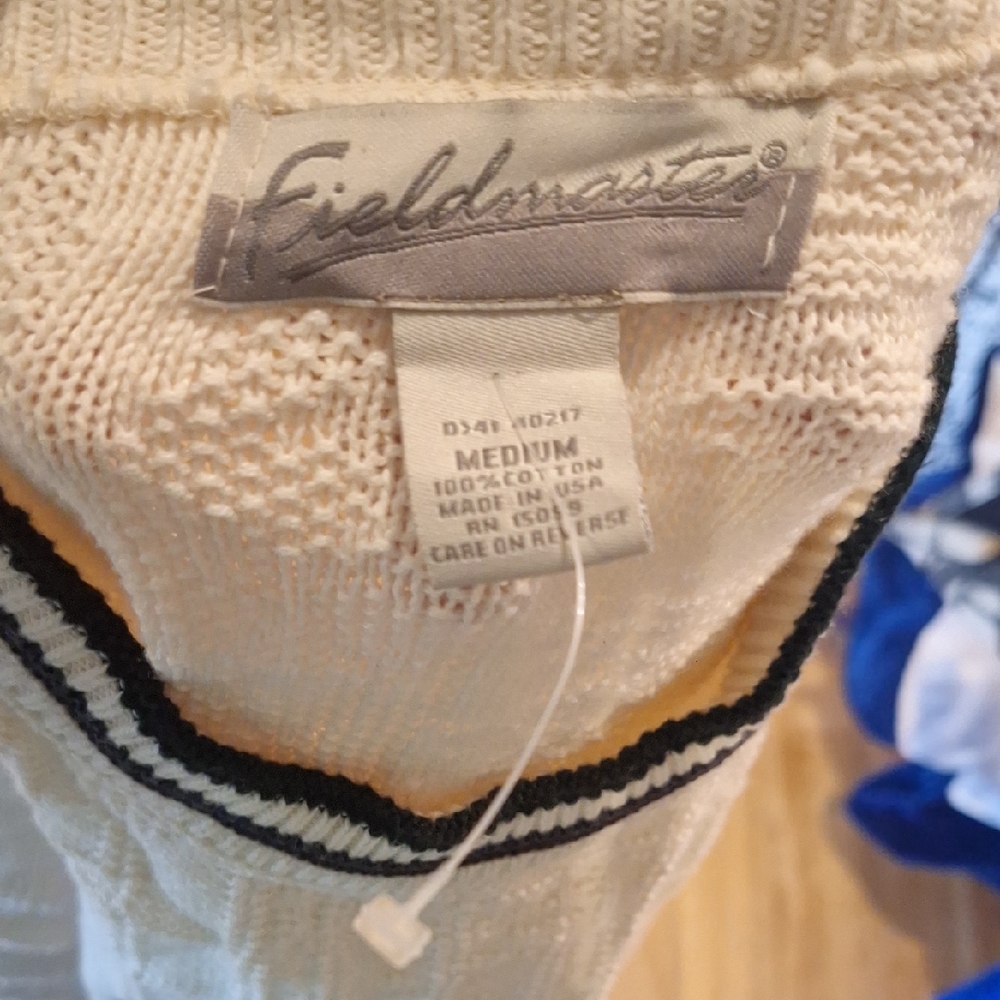 Vintage Fieldmaster Grandpa Embroidered Ringer Neck Sweater M Fishing Hunting - Picture 3 of 9